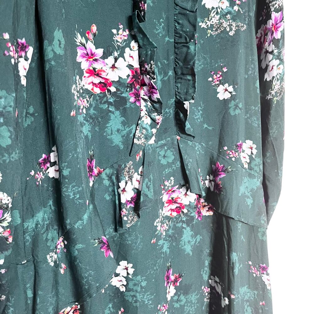 H&M Green Floral Ruffle Midi Dress Ltd Edition Cottagecore Boho Blogger Fav Sz 4 - Picture 5 of 11